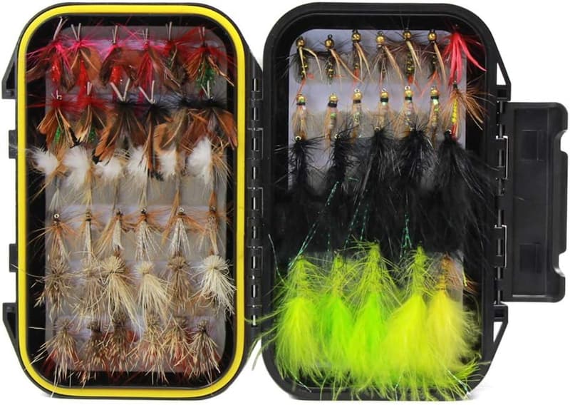 60-Piece Fly Fishing Assortment Kit with Waterproof Box