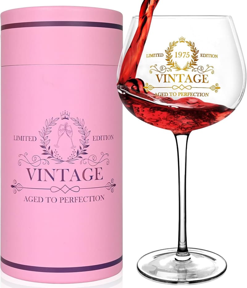 50th Birthday Vintage 1975 Wine Glass - 20Oz Gift for Her