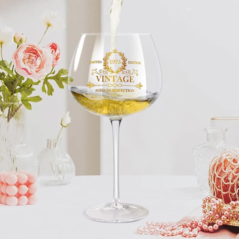 50th Birthday Vintage 1975 Wine Glass - 20Oz Gift for Her