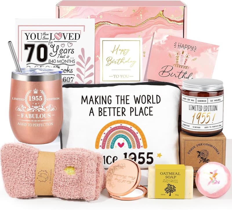 70th Birthday Gift Basket for Women - Vintage 1955 Theme