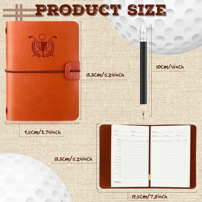 Leather Golf Scorecard Book with Pencil - Ideal Gift for Golfers