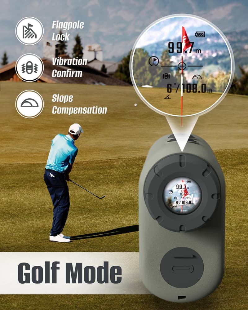 Laser Rangefinder for Hunting & Golf, 1200 Yards, Rechargeable