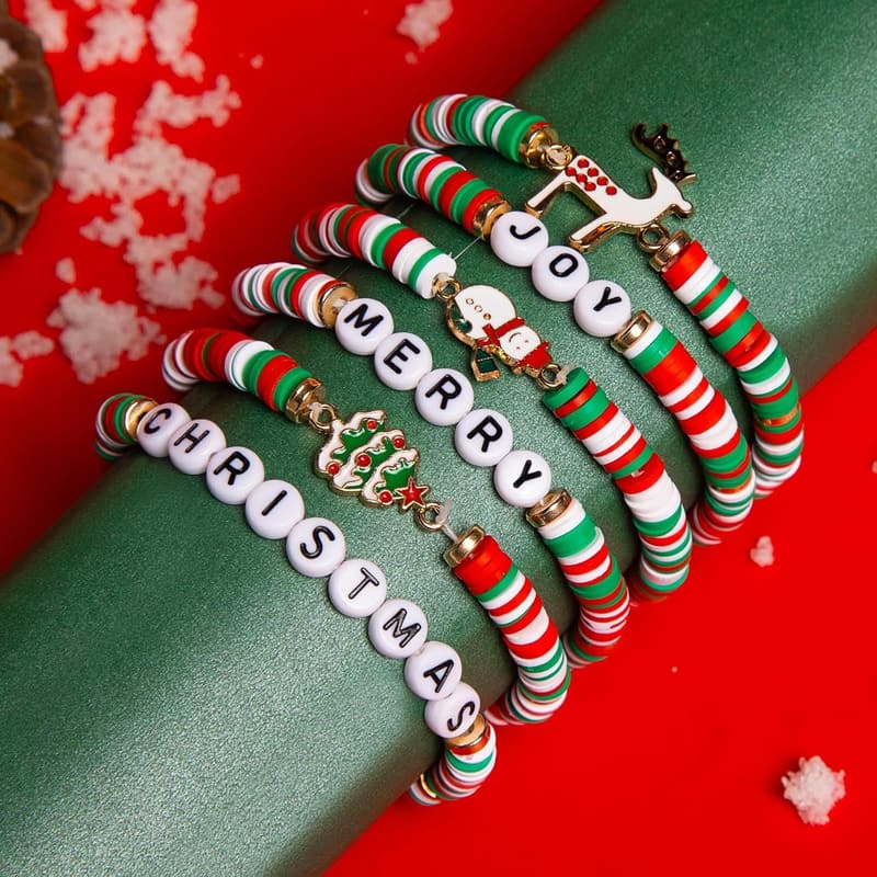 Christmas Candy-Style Bracelets Set for Women & Teens