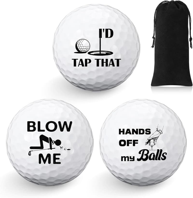Funny Golf Ball Gift Set for Men - 3 Pcs Novelty Birthday Present