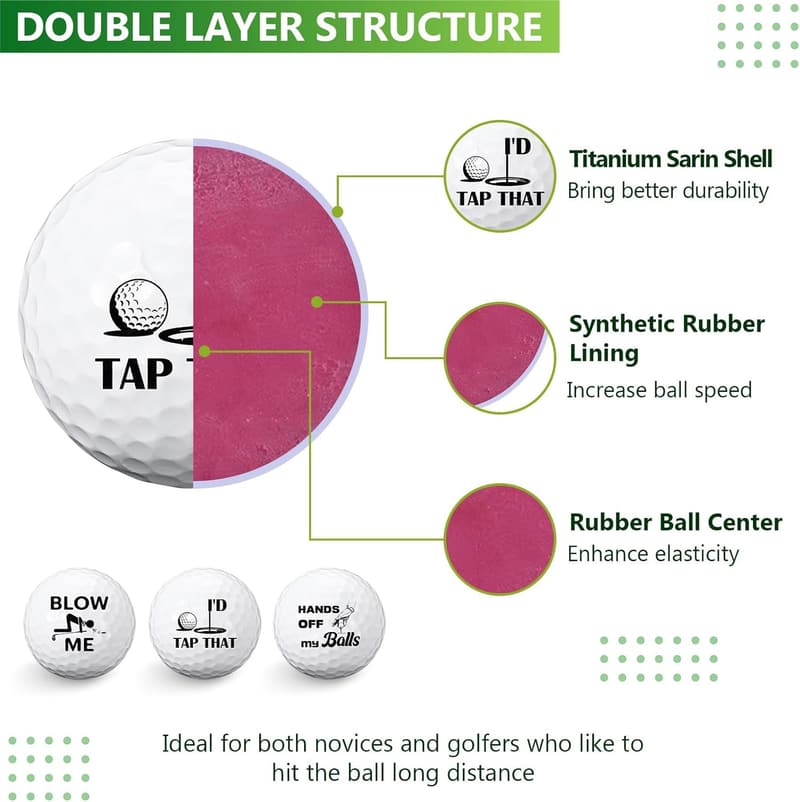 Funny Golf Ball Gift Set for Men - 3 Pcs Novelty Birthday Present