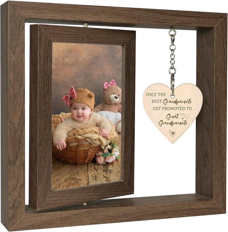 Great Grandparents' Gift - Rotating Wooden Photo Frame for 4x6 Photos
