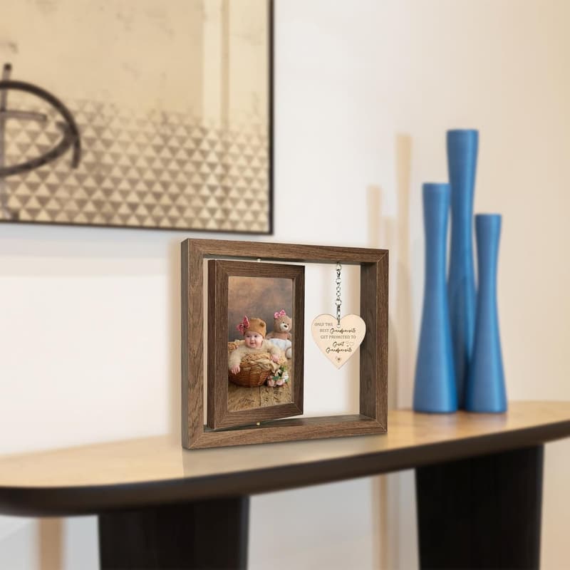 Great Grandparents' Gift - Rotating Wooden Photo Frame for 4x6 Photos