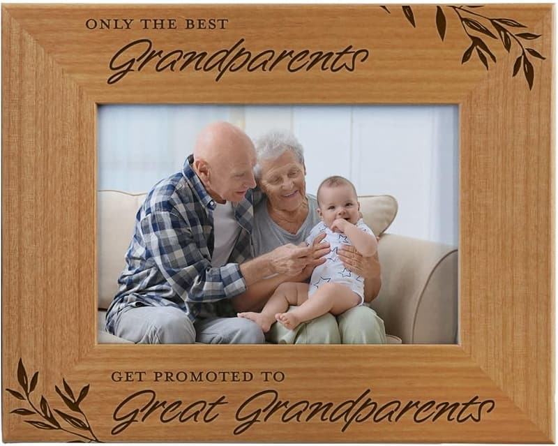 Engraved Natural Wood Photo Frame for Great Grandparents' Day