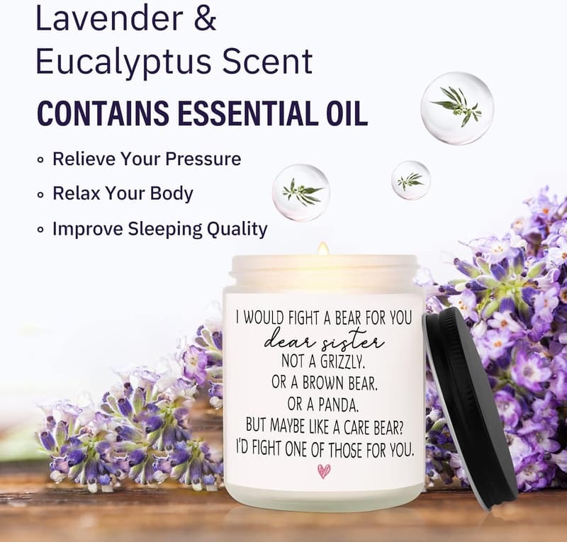 Sister Birthday Gift - Funny Lavender Scented Candle 7oz