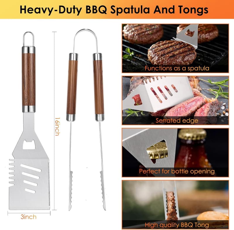 34-Piece BBQ Grill Tool Set - Stainless Steel Accessories for Men