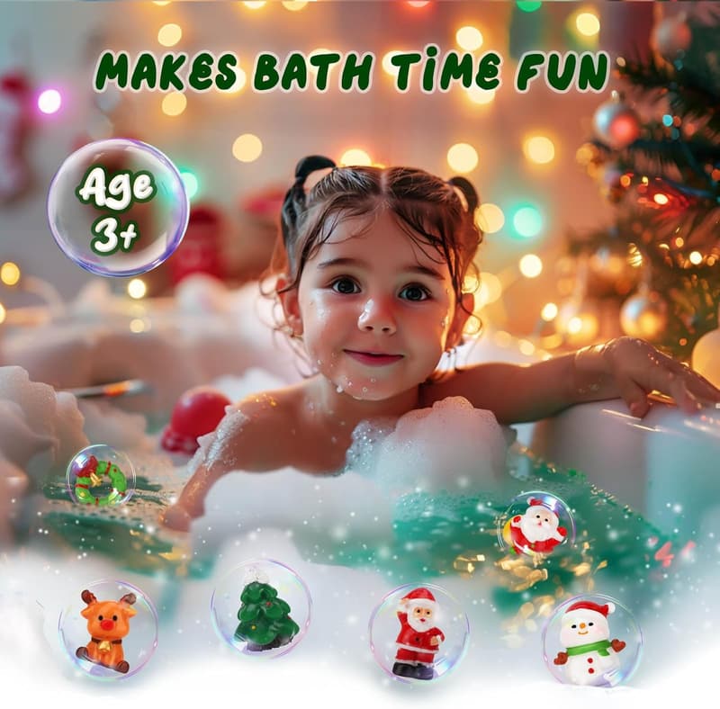 Christmas Bath Bombs for Kids with Surprise Toys, 6 Pack