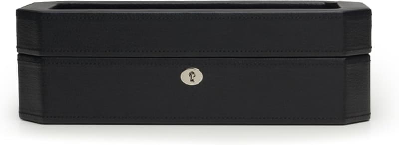 WOLF Windsor 5-Piece Vegan Leather Watch Box in Black
