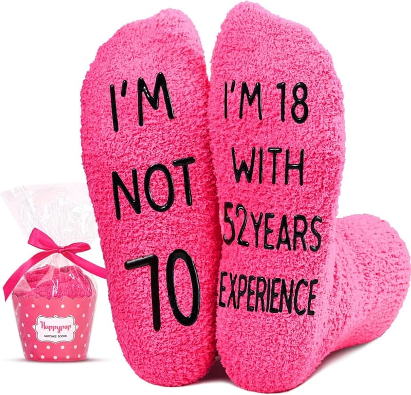 70th Birthday Socks for Women - Pink Gift Set
