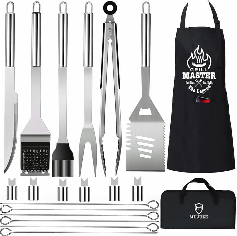 20pcs Stainless Steel BBQ Accessories Set for Father's Day