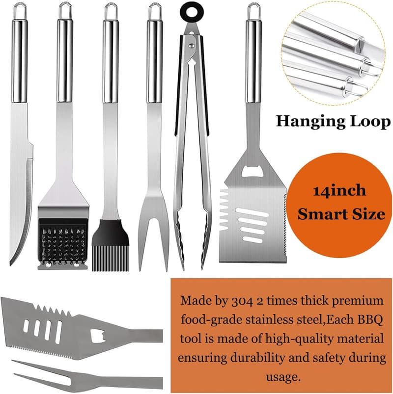 20pcs Stainless Steel BBQ Accessories Set for Father's Day