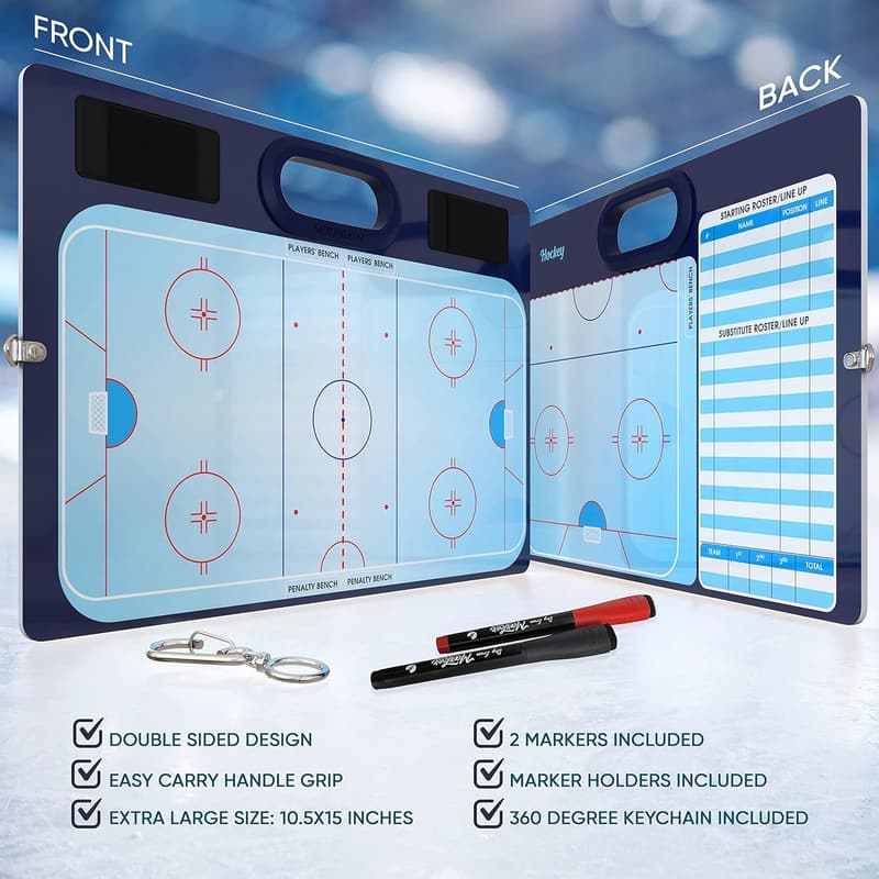 Hockey Coaching Double-Sided Dry Erase Board with Markers