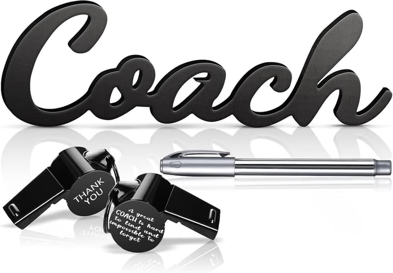 Coach Appreciation Gift Set with Wooden Sign, Pen, and Whistle