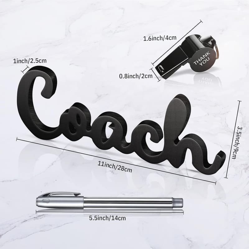 Coach Appreciation Gift Set with Wooden Sign, Pen, and Whistle