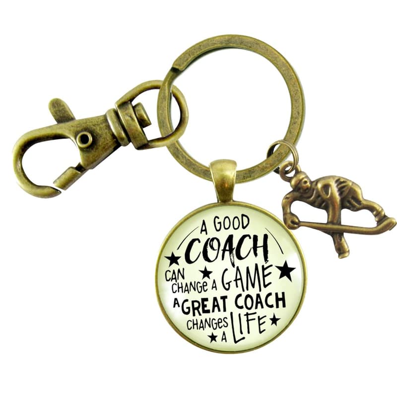 Thank You Coach Keychain - Handmade Bronze Hockey Pendant