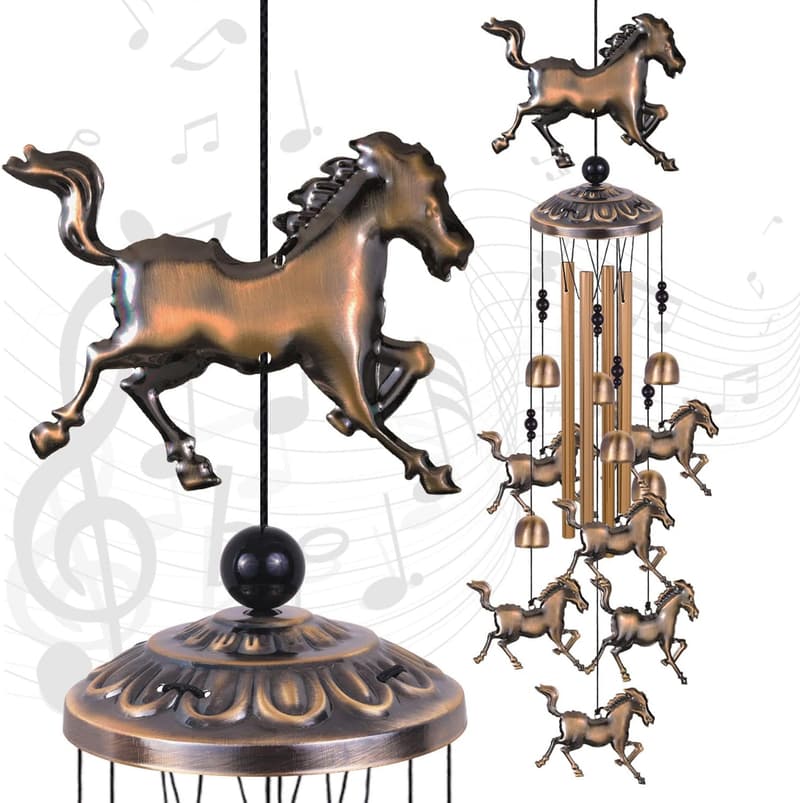 Horse Bronze Wind Chime for Outdoor Garden Decoration