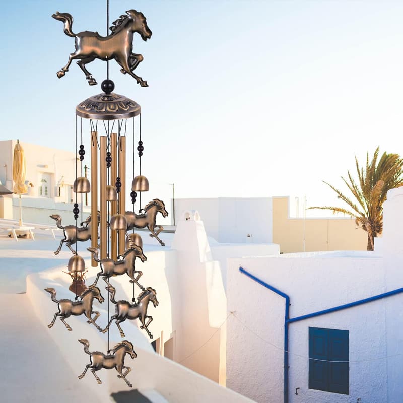 Horse Bronze Wind Chime for Outdoor Garden Decoration