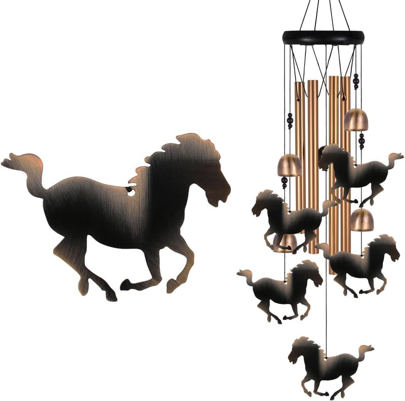 Horse Wind Chime – Bronze Outdoor Decoration for Mom