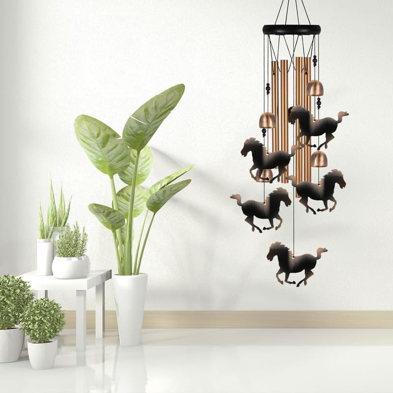Horse Wind Chime – Bronze Outdoor Decoration for Mom