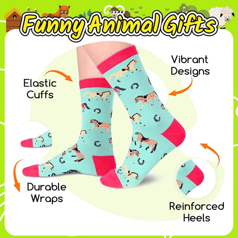 Funny Animal Socks for Women - Assorted Farm Animal Designs