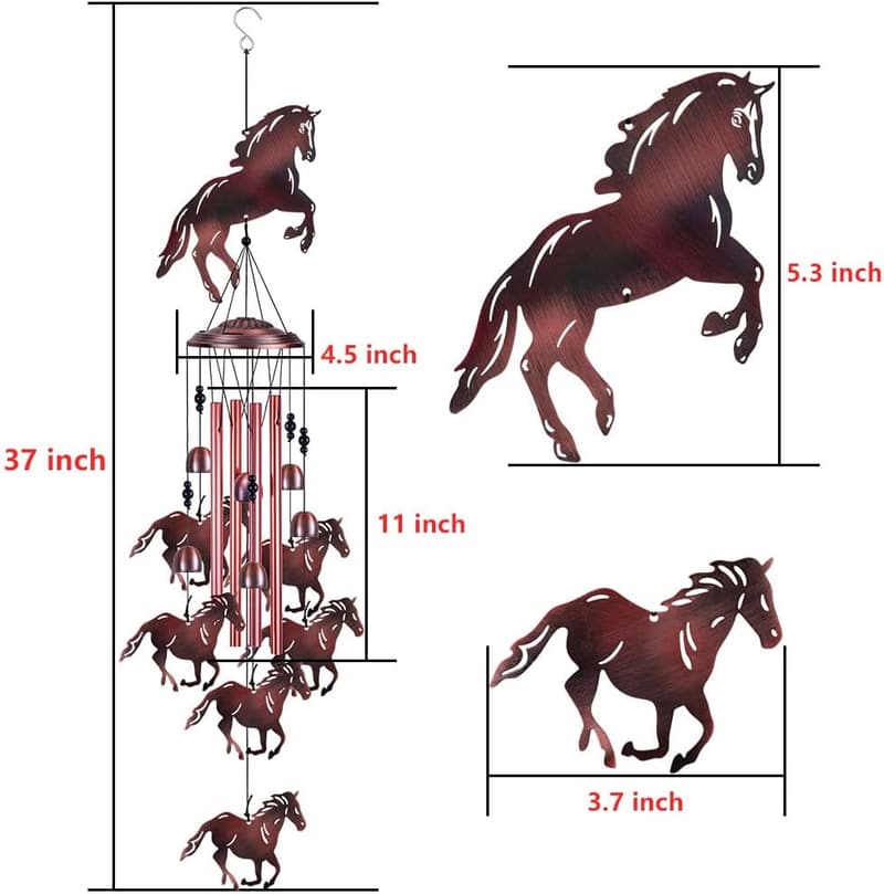 Horse Wind Chimes - Outdoor Garden Memorial Decor for Mom