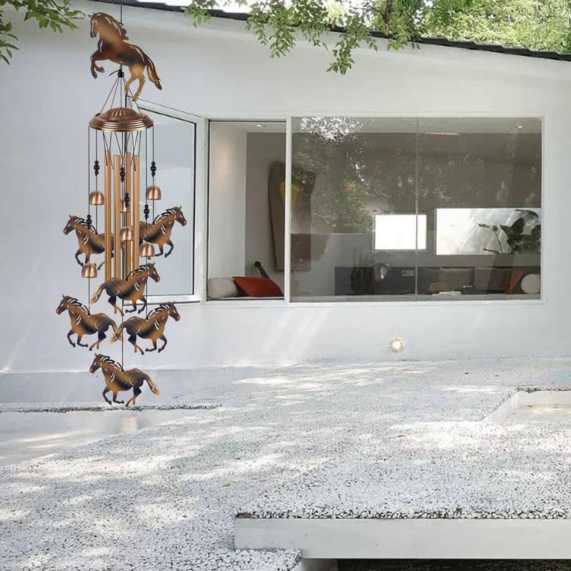 Bronze Horse Wind Chimes - Retro Garden Decor Gift for Women