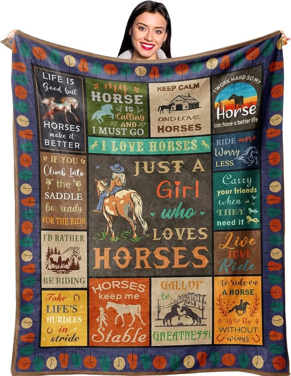 Horse-Themed Blanket for Women - Equestrian Gifts 60