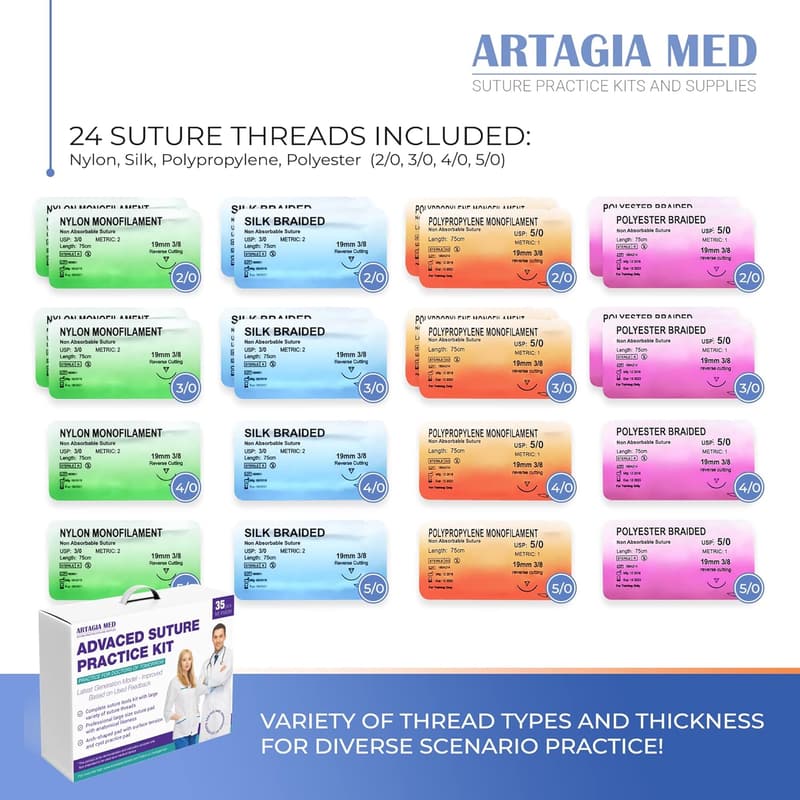 Advanced Practice Kit for Medical Students – 35-Piece Suture Set