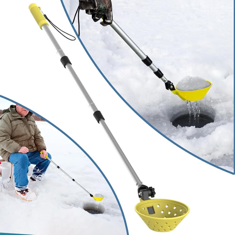 Ice Fishing Scoop Skimmer - Retractable, Long Handle