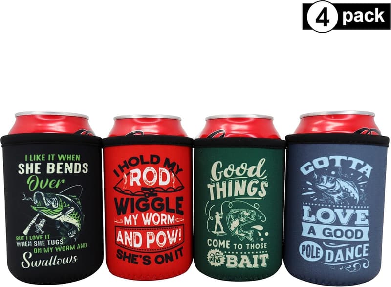 Fishing Essentials Can Cooler - Insulated 12oz Gift for Men