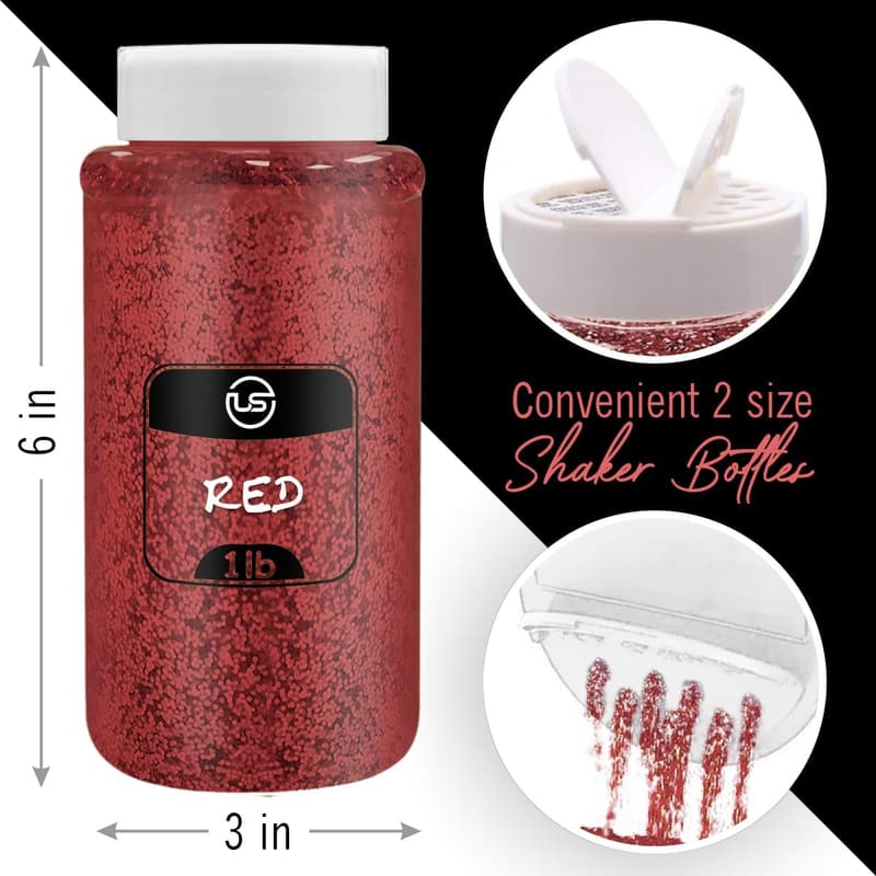 Christmas Fine Glitter Pack - 1 LB Bulk, 4 Colors for Crafts