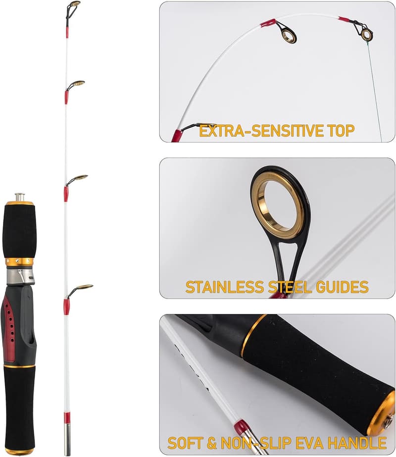 Ice Fishing Rod and Reel Combo with Backpack and Accessories