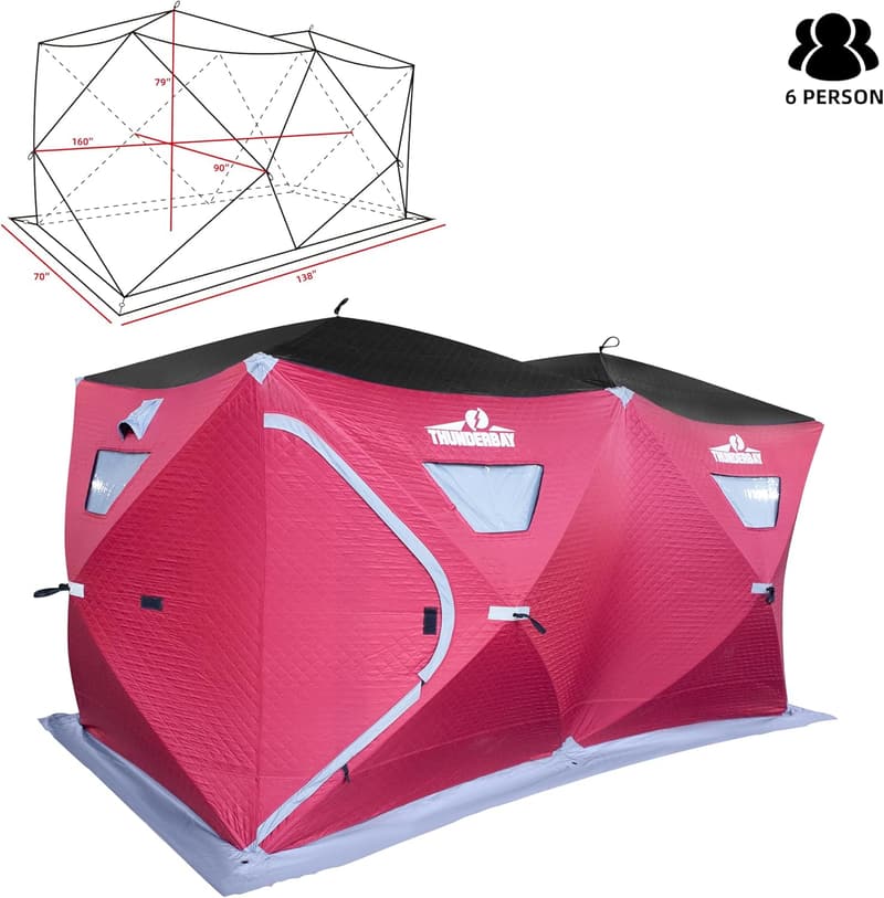 Portable Ice Fishing Shelter for 6-8 People, 68-112 sq ft