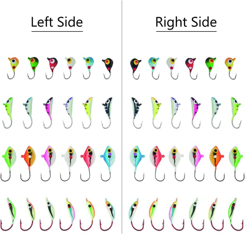 Ice Fishing Lure Kit with Glowing Jigs and Tackle Box