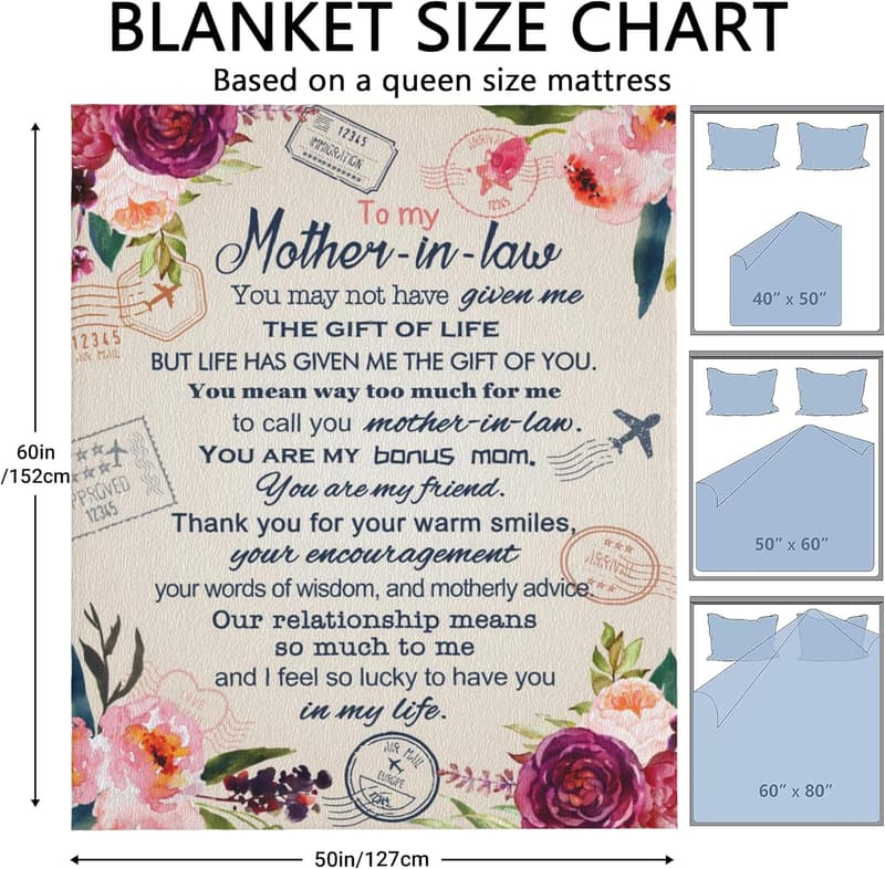 Birthday Blanket Gift for Mother-in-Law - Cozy Flannel Fleece 60