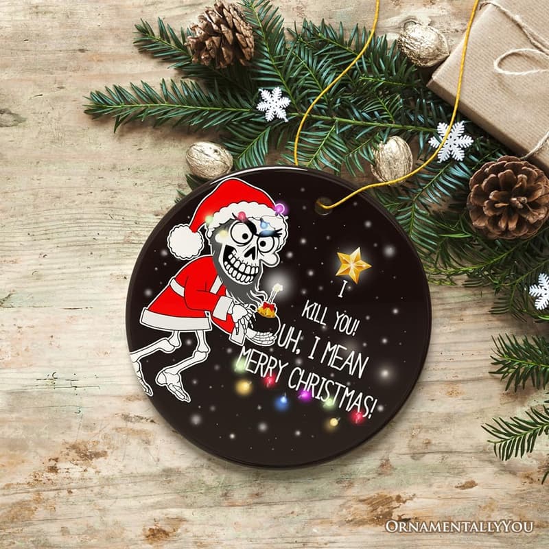 Funny Skeleton Bomber Christmas Ornament - Unique Gift