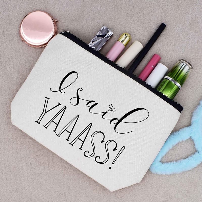 Funny Engagement Makeup Bag - Bride to Be Travel Pouch
