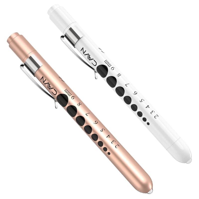 LED Pen Light with Pupil Gauge for Nurses and Doctors (2 Pack)