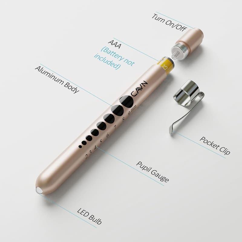 LED Pen Light with Pupil Gauge for Nurses and Doctors (2 Pack)
