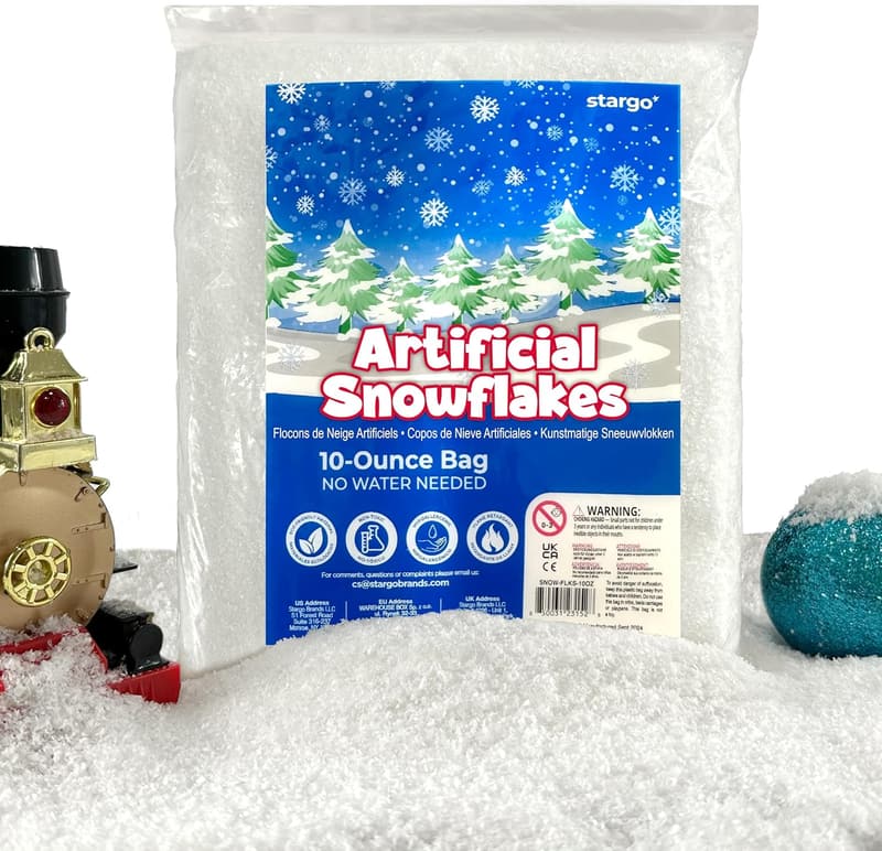 Christmas Faux Snow Flakes for Holiday Décor - 10 oz Sparkling White
