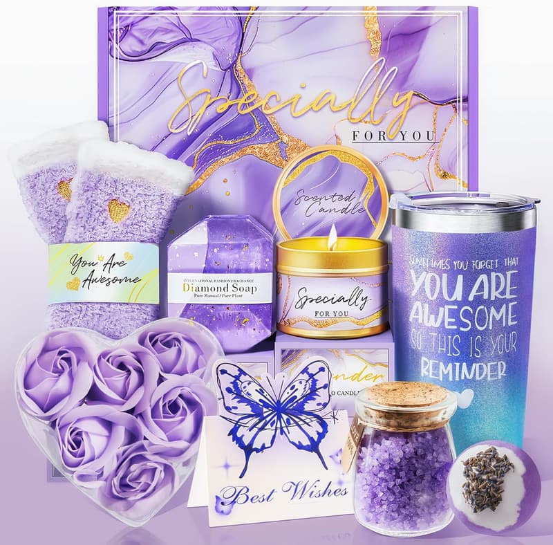 Birthday Spa Gift Basket for Women - Lavender Relaxation Treats