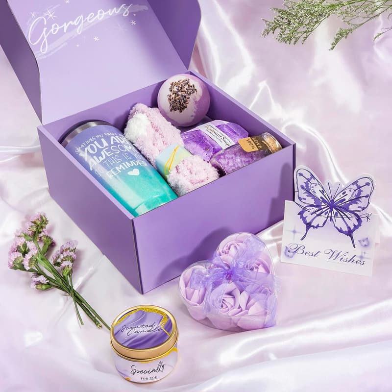 Birthday Spa Gift Basket for Women - Lavender Relaxation Treats