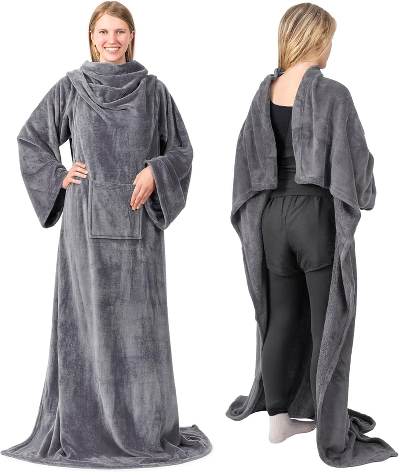 Christmas Gift: PAVILIA Cozy Fleece Wearable Blanket with Sleeves