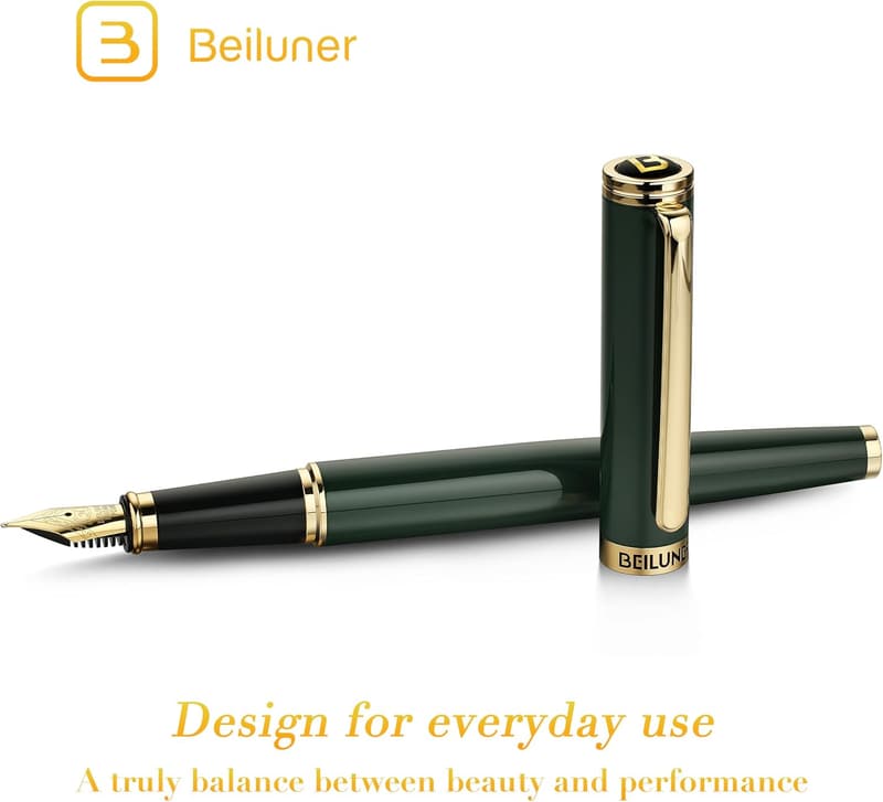 Luxury British Racing Green Fountain Pen with 24K Gold Accents