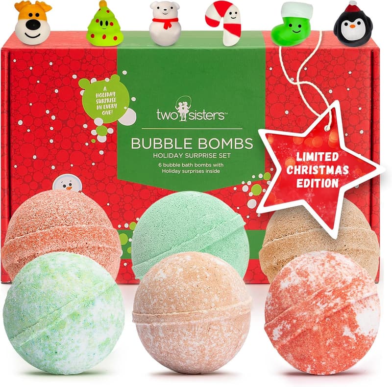 Christmas Bath Bombs for Kids – Surprise Toys Inside (6 Pack)