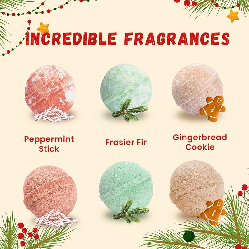 Christmas Bath Bombs for Kids – Surprise Toys Inside (6 Pack)